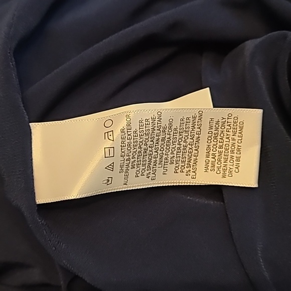 NWOT Dress The Population Liv Womens (L) Navy Blue Ruffled Strapless Midi Dress - Picture 13 of 13